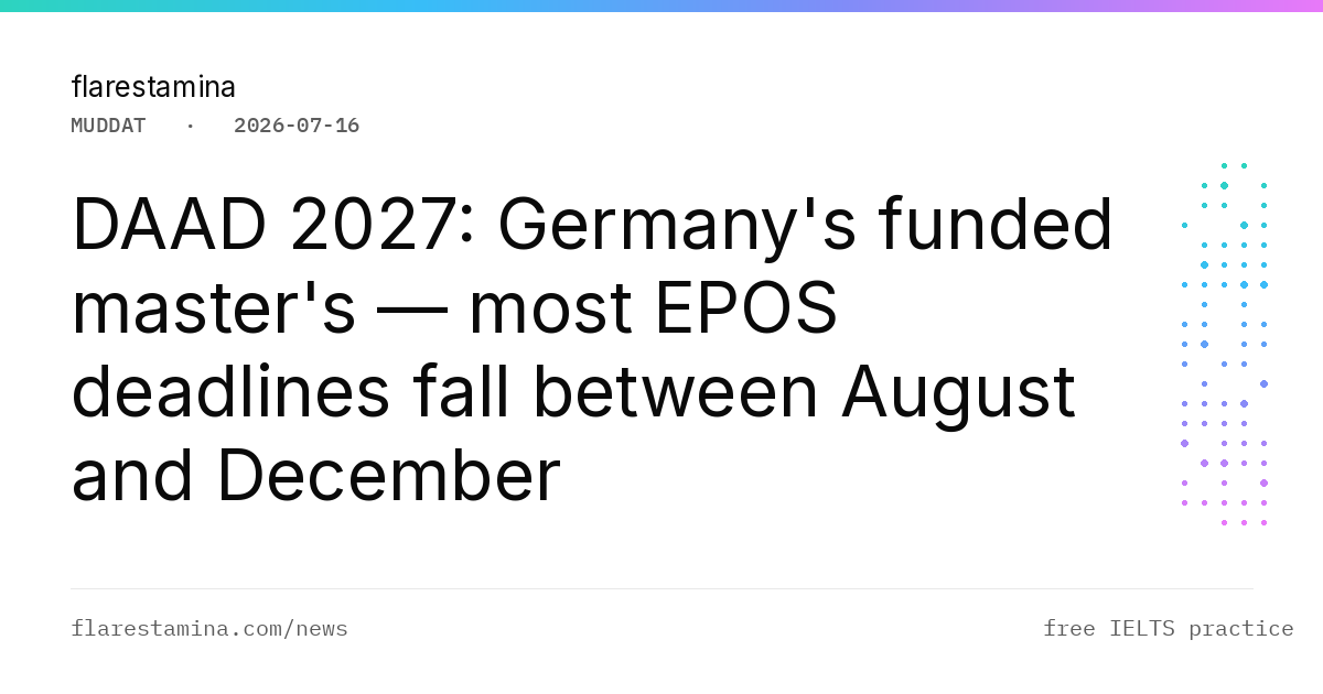 DAAD 2027: Germany's funded master's — most EPOS deadlines fall between August and December