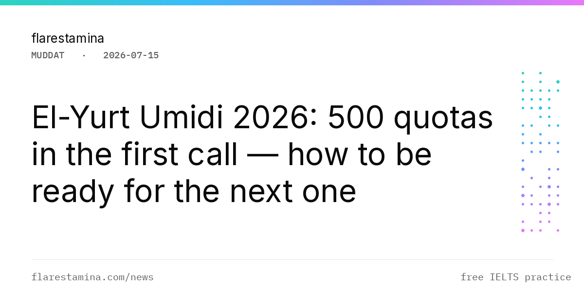 El-Yurt Umidi 2026: 500 quotas in the first call — how to be ready for the next one