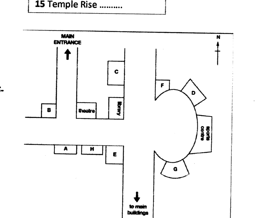 Map of halls of residence with positions A–G