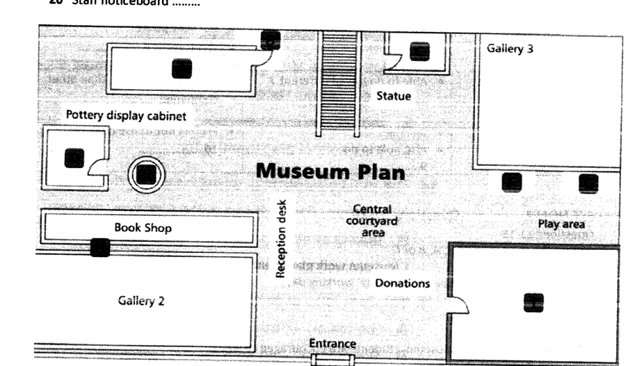 Museum floor plan with labelled positions A–I