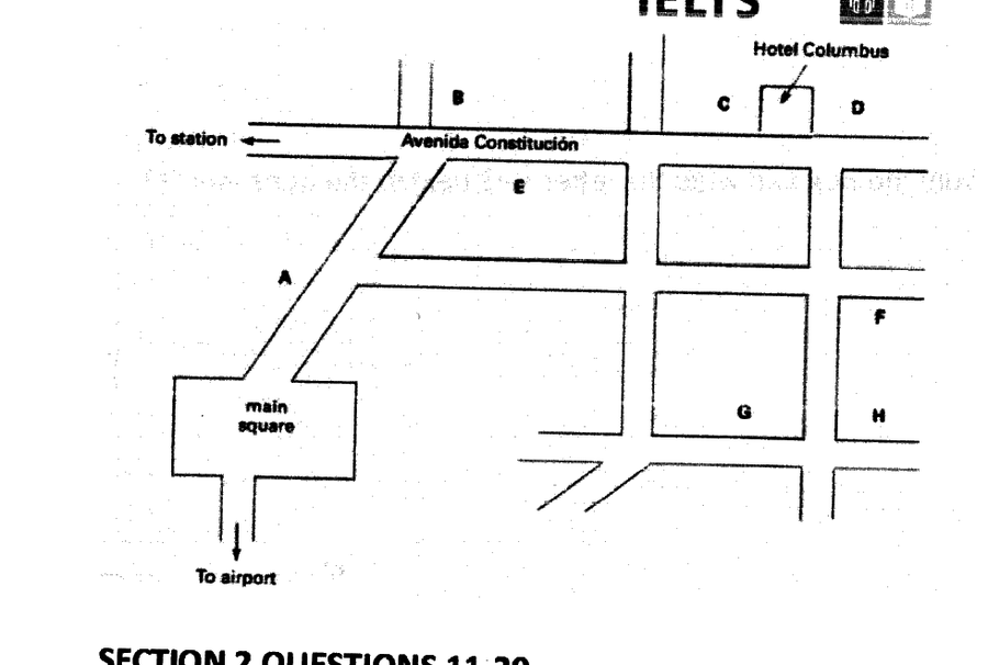 Hotel Columbus area map with letters A–H